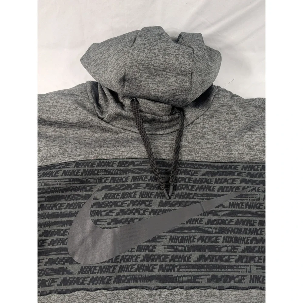 Nike Therma-Fit Camo Hoodie Men 2XL Gray Black Volt Swoosh French Terry Interior